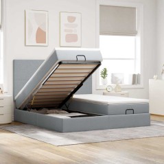 vidaXL Struttura Letto Pouf con Materassi 160x200 cm in Tessuto