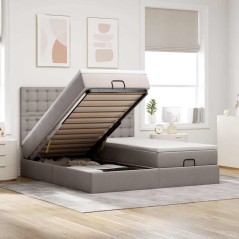 vidaXL Struttura Letto Pouf con Materassi Tortora 180x200cm in Tessuto