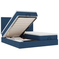 vidaXL Struttura Letto Pouf con Materassi Blu 180x200cm in Tessuto