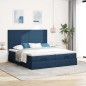 vidaXL Struttura Letto Pouf con Materassi Blu 180x200cm in Tessuto vidaXL Struttura Letto Pouf con Materassi Blu 180x200cm in Tessuto