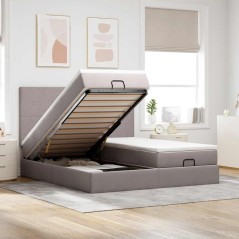 vidaXL Struttura Letto Pouf con Materassi Tortora 180x200cm in Tessuto