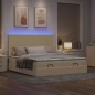 vidaXL Struttura Letto Pouf con Materassi Crema 160x200 cm in Tessuto