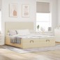 vidaXL Struttura Letto Pouf con Materassi Crema 160x200 cm in Tessuto