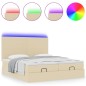vidaXL Struttura Letto Pouf con Materassi Crema 160x200 cm in Tessuto