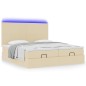 vidaXL Struttura Letto Pouf con Materassi Crema 160x200 cm in Tessuto
