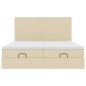 vidaXL Struttura Letto Pouf con Materassi Crema 160x200 cm in Tessuto
