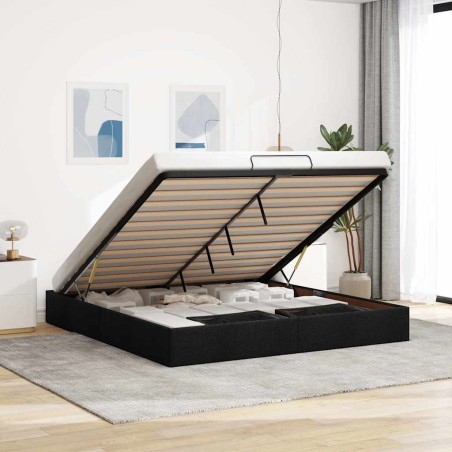 vidaXL Struttura Letto Pouf senza Materasso Nero 180x200 cm in Tessuto
