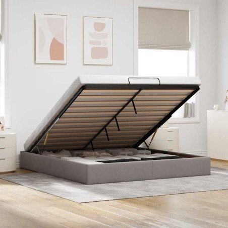 vidaXL Struttura Letto Pouf senza Materasso Tortora 160x200cm Tessuto