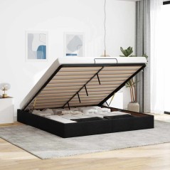 vidaXL Struttura Letto Pouf senza Materasso Nero 160x200 cm in Tessuto