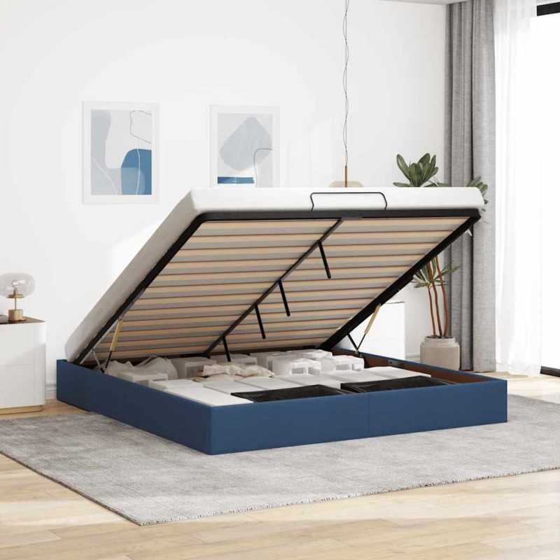 vidaXL Struttura Letto Pouf senza Materasso Blu 200x200 cm in Tessuto vidaXL Struttura Letto Pouf senza Materasso Blu 200x200 cm in Tessuto