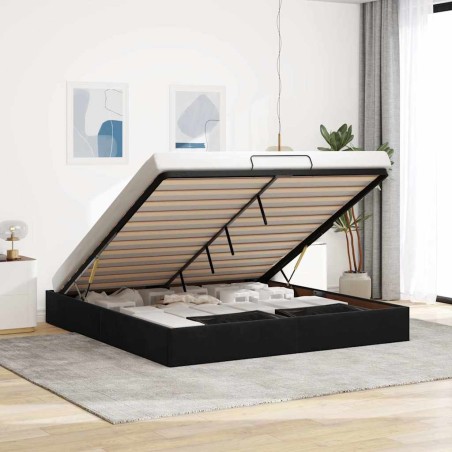 vidaXL Struttura Letto Pouf senza Materasso Nero 160x200 cm in Velluto