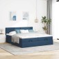 vidaXL Struttura Letto Pouf con Materassi Blu 180x200cm in Tessuto vidaXL Struttura Letto Pouf con Materassi Blu 180x200cm in Tessuto