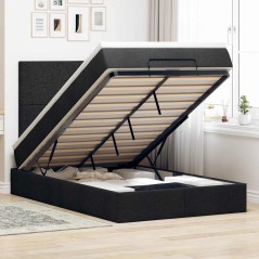 vidaXL Struttura Letto Pouf con Materasso Nero 120x190 cm in Tessuto