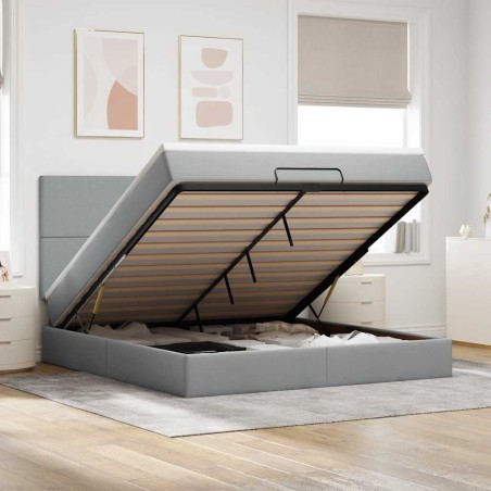 vidaXL Struttura Letto Pouf con Materasso 180x200 cm in Tessuto