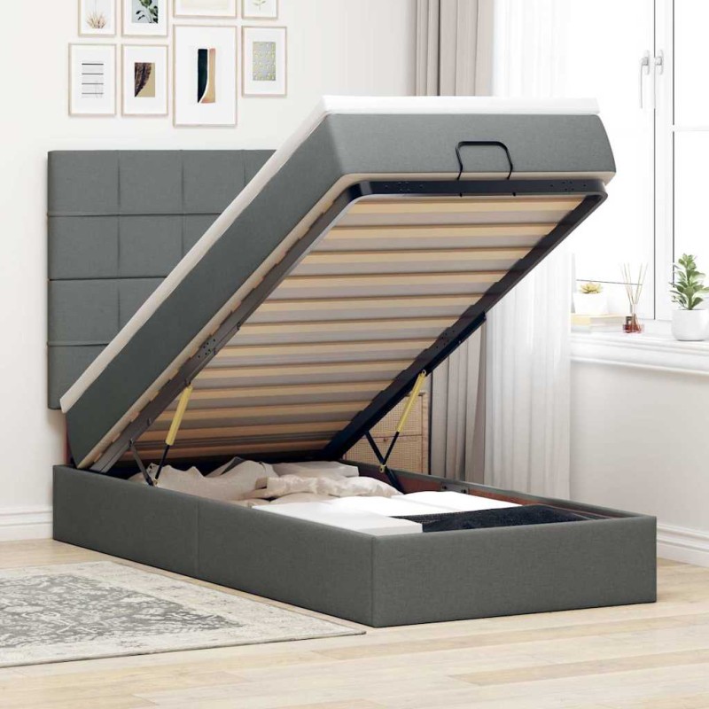 vidaXL Struttura Letto Pouf con Materasso 180x200 cm in Tessuto