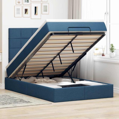 vidaXL Struttura Letto Pouf con Materasso Blu 120x190 cm in Tessuto
