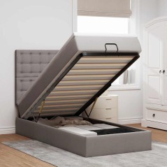 vidaXL Struttura Letto Pouf con Materasso Tortora 90x200 cm in Tessuto