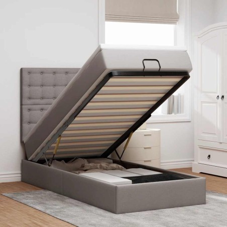 vidaXL Struttura Letto Pouf con Materasso Tortora 90x200 cm in Tessuto