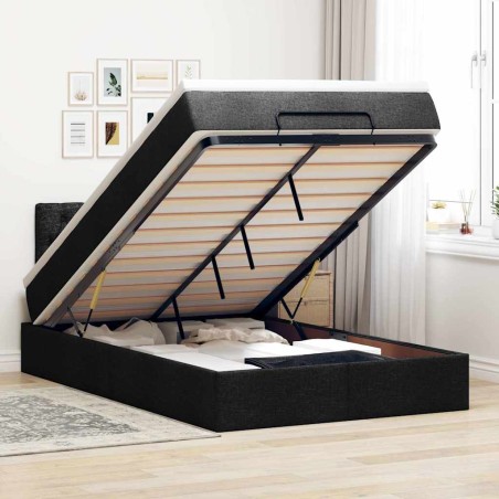 vidaXL Pouf Letto con Materasso Nero 120x190 cm in Tessuto