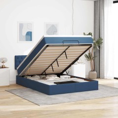 vidaXL Struttura Letto Pouf con Materasso Blu 140x200cm in Tessuto