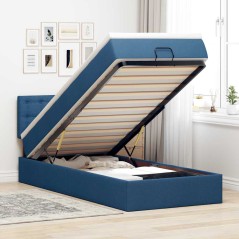 vidaXL Pouf Letto con Materasso Blu 90x200 cm in Tessuto