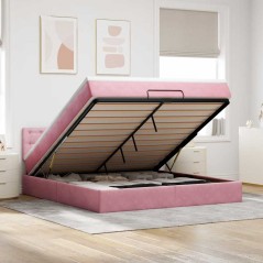 vidaXL Struttura Letto Pouf con Materasso Rosa 180x200 cm in Velluto