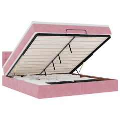 vidaXL Struttura Letto Pouf con Materasso Rosa 180x200 cm in Velluto
