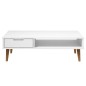 Tavolino MOLDE Bianco 100x55x31 cm in Legno Massello di Pino