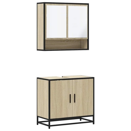 vidaXL Set Mobili da Bagno 2 pz Rovere Sonoma in Legno Multistrato