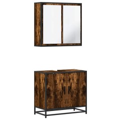 vidaXL Set Mobili da Bagno 2 pz Rovere Fumo in Legno Multistrato