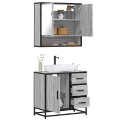 vidaXL Set Mobili da Bagno 2 pz Grigio Sonoma in Legno Multistrato