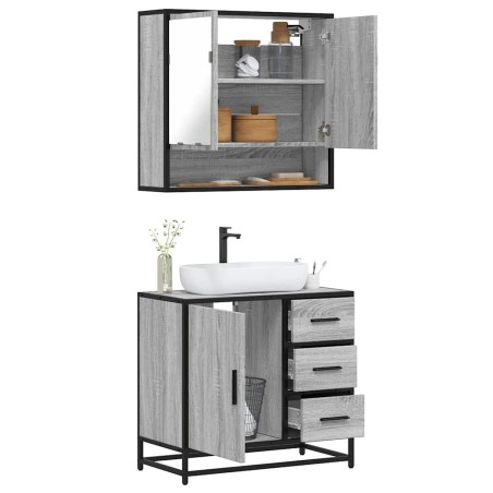 vidaXL Set Mobili da Bagno 2 pz Grigio Sonoma in Legno Multistrato