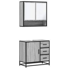 vidaXL Set Mobili da Bagno 2 pz Grigio Sonoma in Legno Multistrato