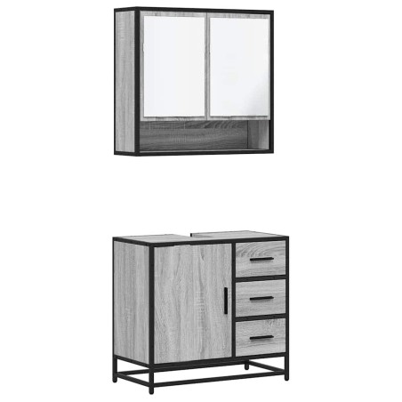 vidaXL Set Mobili da Bagno 2 pz Grigio Sonoma in Legno Multistrato