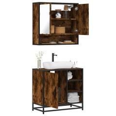 vidaXL Set Mobili da Bagno 2 pz Rovere Fumo in Legno Multistrato