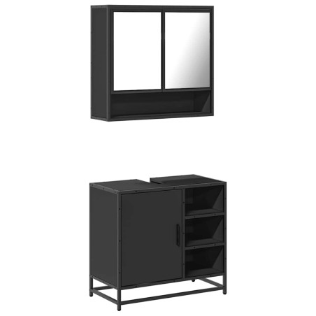 vidaXL Set Mobili da Bagno 2 pz Nero in Legno Multistrato
