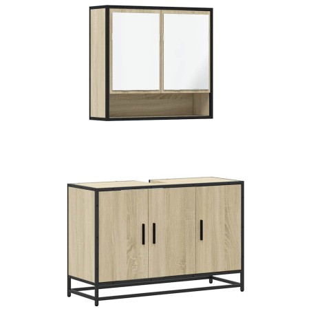 vidaXL Set Mobili da Bagno 2 pz Rovere Sonoma in Legno Multistrato