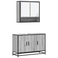 vidaXL Set Mobili da Bagno 2 pz Grigio Sonoma in Legno Multistrato