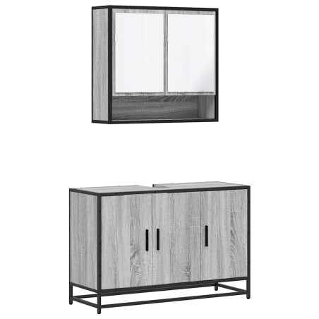 vidaXL Set Mobili da Bagno 2 pz Grigio Sonoma in Legno Multistrato