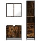 vidaXL Set Mobili da Bagno 3 pz Rovere Fumo in Legno Multistrato vidaXL Set Mobili da Bagno 3 pz Rovere Fumo in Legno Multistrato