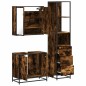 vidaXL Set Mobili da Bagno 3 pz Rovere Fumo in Legno Multistrato vidaXL Set Mobili da Bagno 3 pz Rovere Fumo in Legno Multistrato