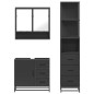 vidaXL Set Mobili da Bagno 3 pz Nero in Legno Multistrato vidaXL Set Mobili da Bagno 3 pz Nero in Legno Multistrato
