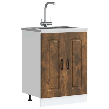 vidaXL Mobile base lavello Kalmar Rovere Fumo 60x46x81,5 cm Truciolato