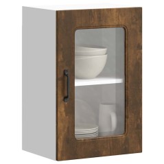 vidaXL Pensile da Cucina con Porta in Vetro Kalmar Rovere Fumo