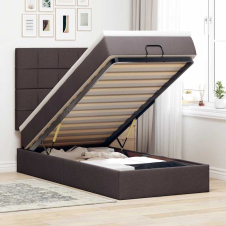vidaXL Struttura Letto Pouf con Materasso 90x200 cm in Tessuto