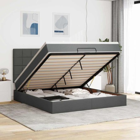 vidaXL Struttura Letto Pouf con Materasso 180x200 cm in Tessuto