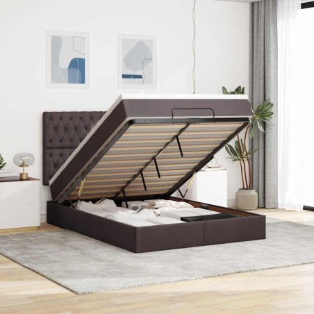 vidaXL Struttura Letto Pouf con Materasso 140x200 cm in Tessuto