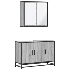 vidaXL Set Mobili da Bagno 2 pz Grigio Sonoma in Legno Multistrato