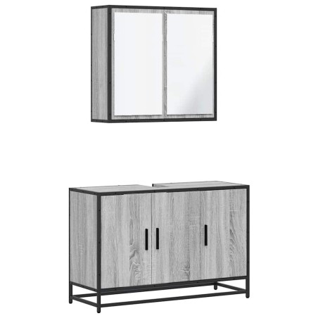 vidaXL Set Mobili da Bagno 2 pz Grigio Sonoma in Legno Multistrato