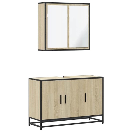 vidaXL Set Mobili da Bagno 2 pz Rovere Sonoma in Legno Multistrato